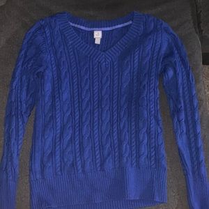 Blue cable knit sweater